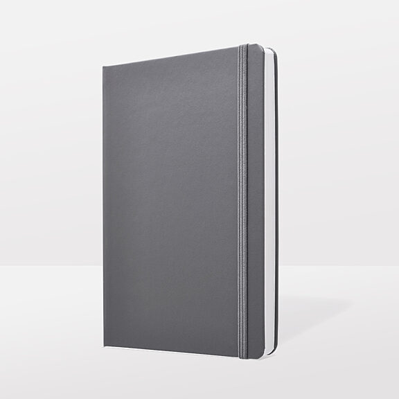 Grey notebook with elastic closure band
