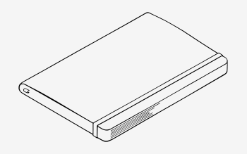 Line drawing of a closed softcover book from the side